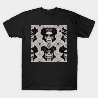 Variation of Catrina La Calavera Pattern T-Shirt